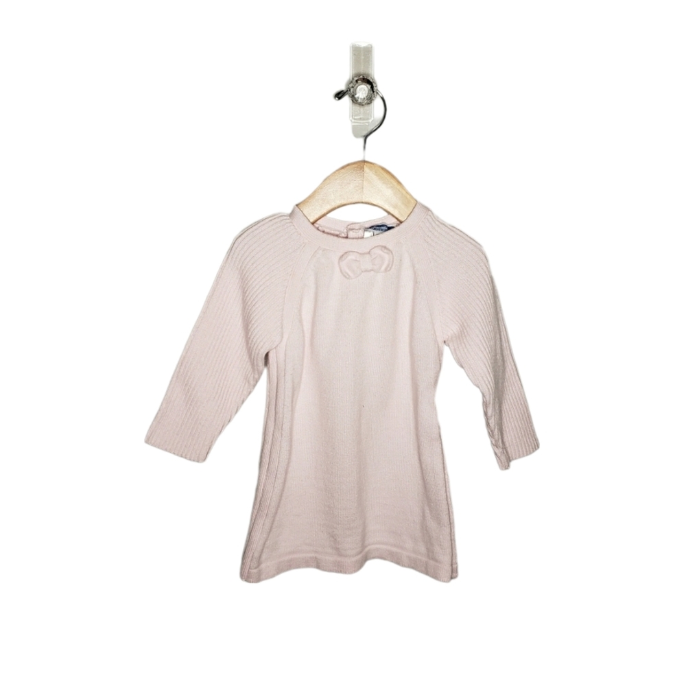 Jacadi Paris 12 Months Baby Girl Ballet Pink Bow Sweater Tunic Dress
